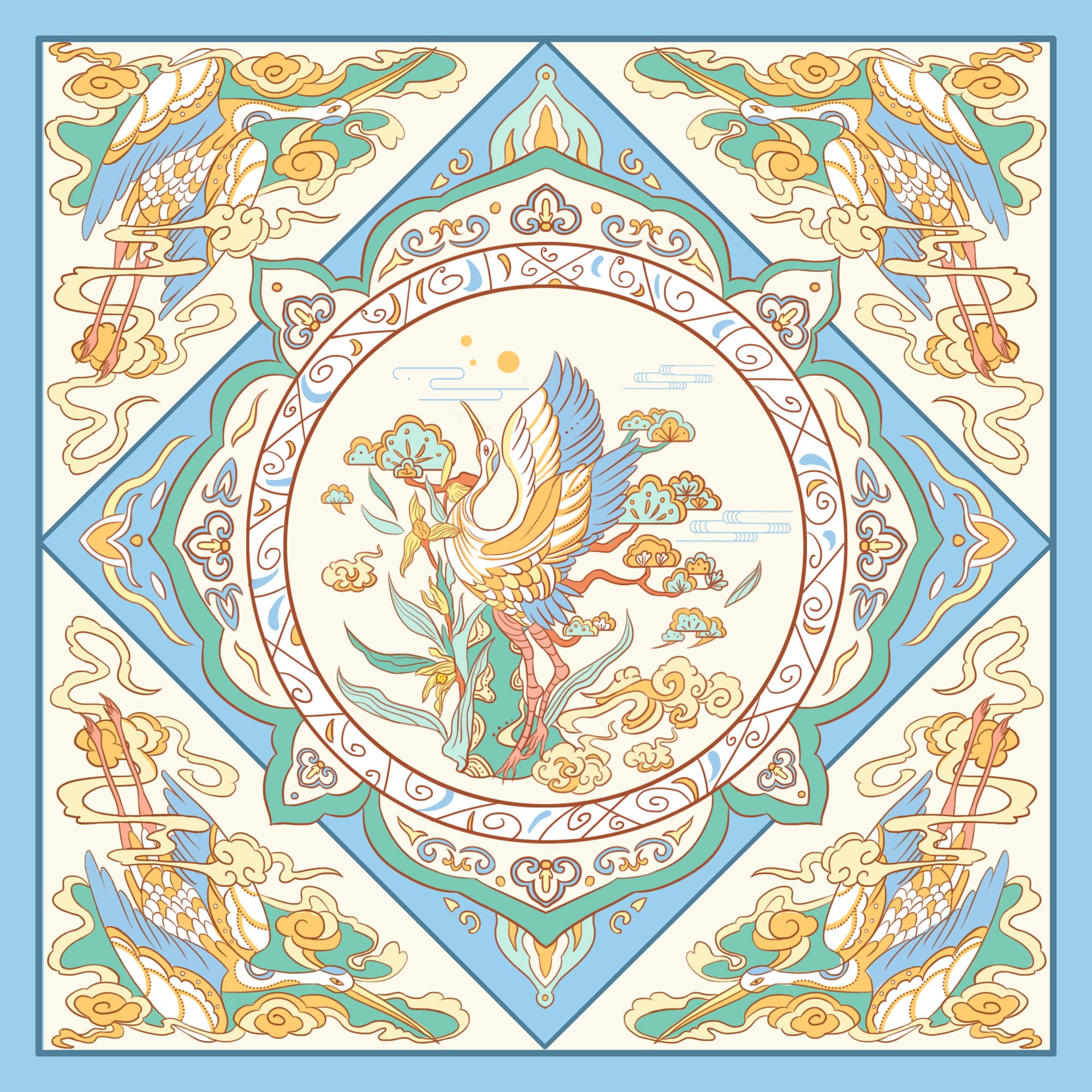 鹤纹——鹤唳九霄色稿