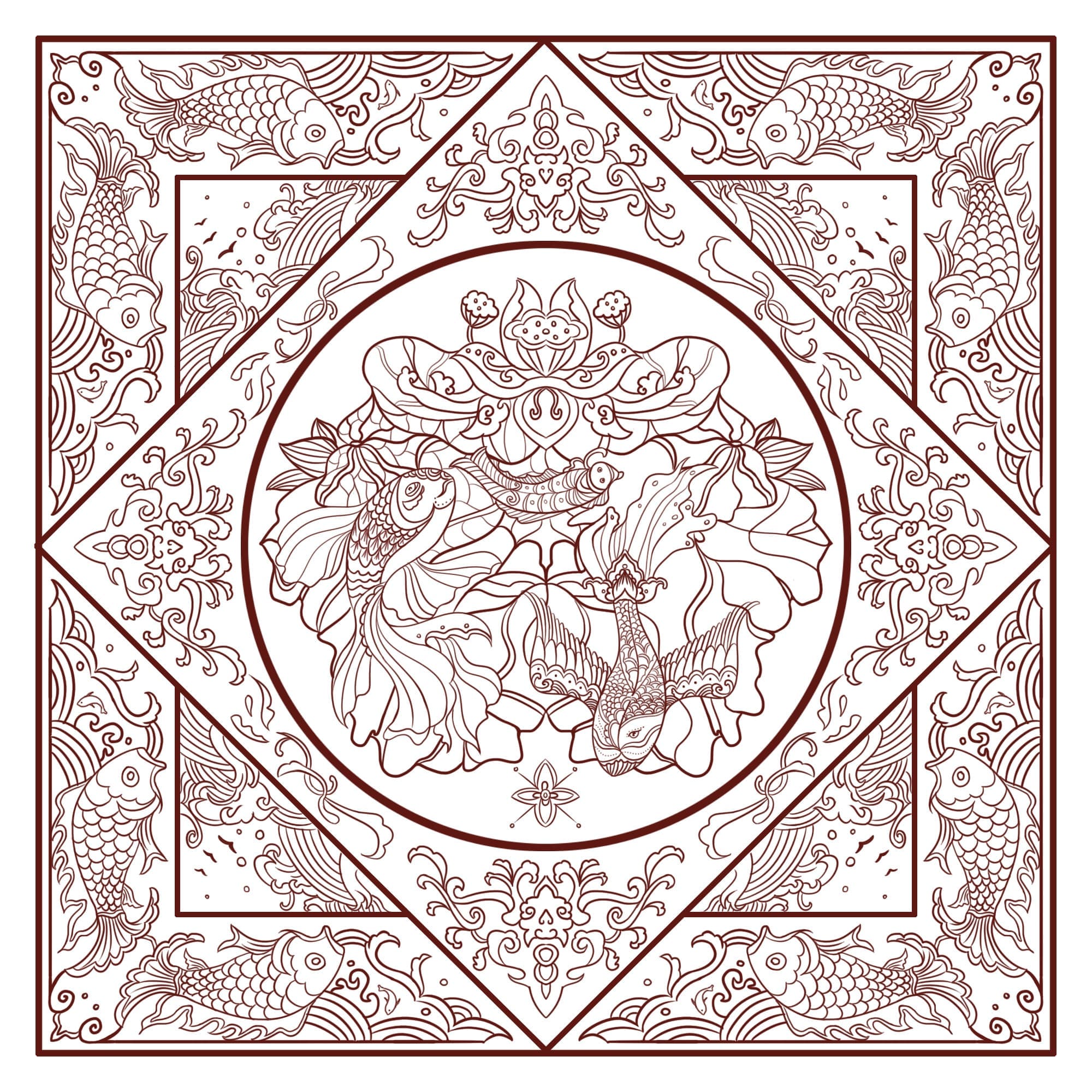 鱼纹——北冥之鱼线稿